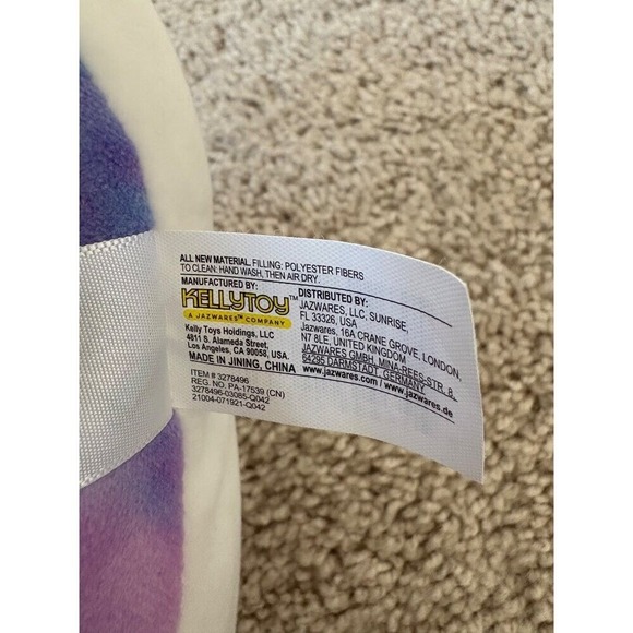 NWT Squishmallows Hallie Narwhal Plush Toy Pastel Tie-Dye Colors Cute & Cuddly - Picture 9 of 9